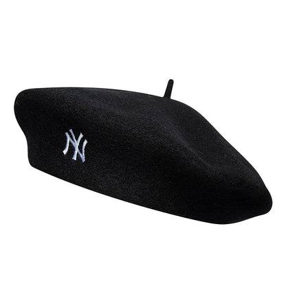 New Era New York Yankees Beret - Wool Script - Black-White