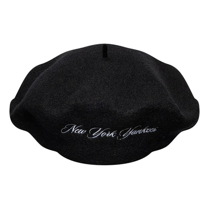 New Era New York Yankees Beret - Wool Script - Black-White