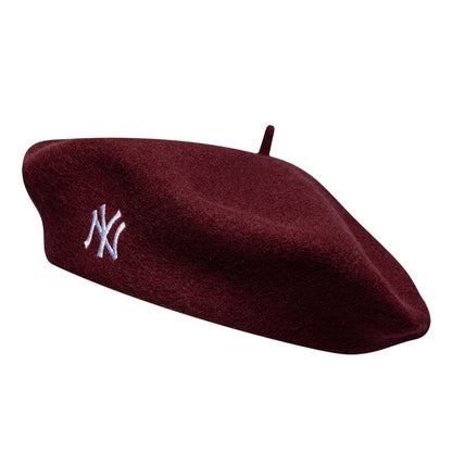 New Era New York Yankees Beret - Wool Script - Burgundy-White