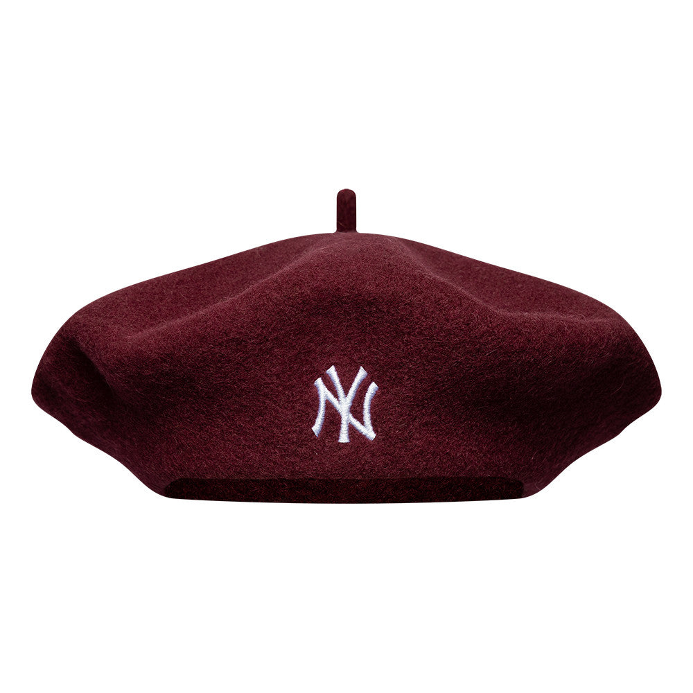 New Era New York Yankees Beret - Wool Script - Burgundy-White