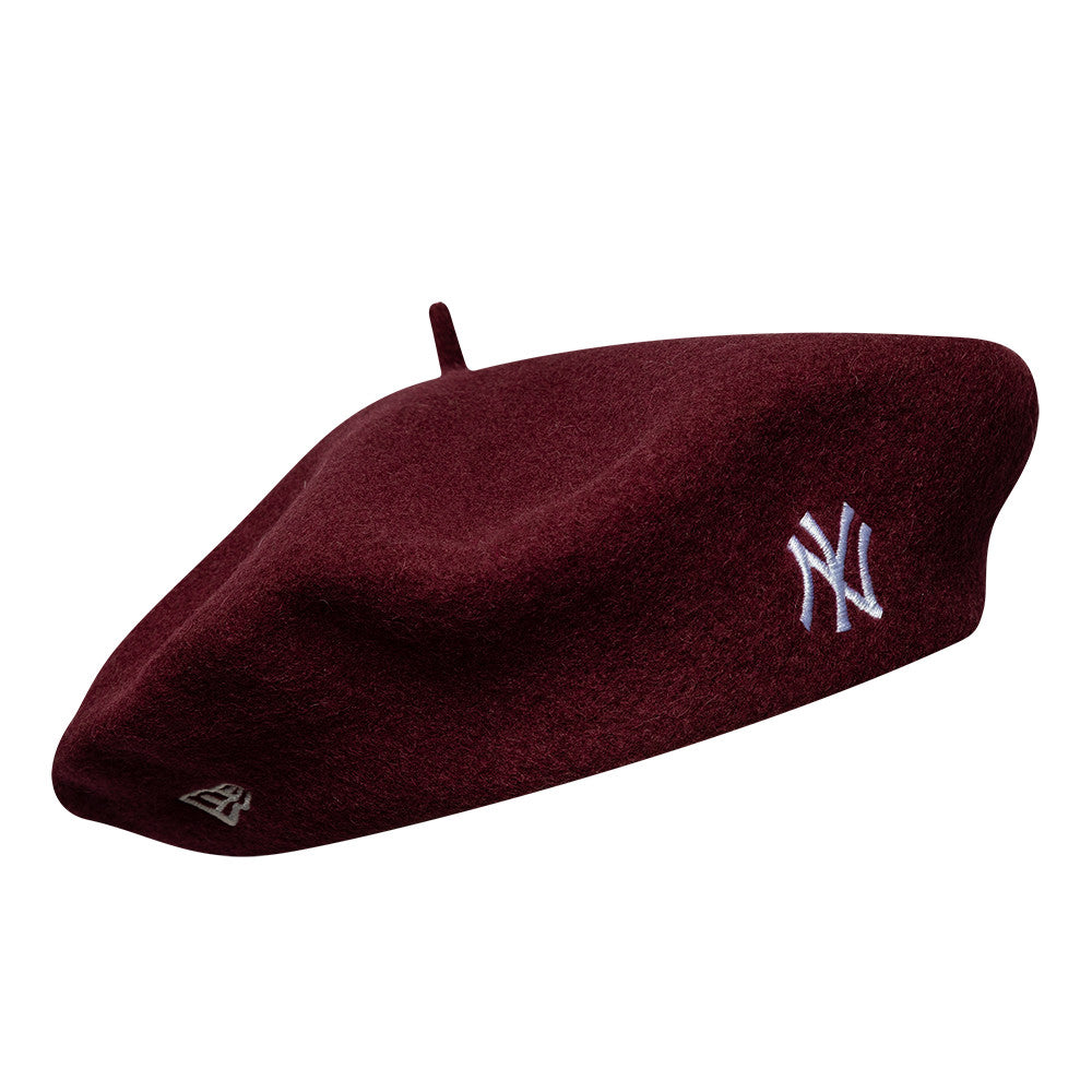 New Era New York Yankees Beret - Wool Script - Burgundy-White