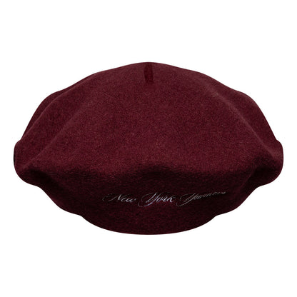 New Era New York Yankees Beret - Wool Script - Burgundy-White