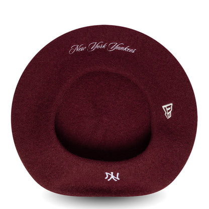 New Era New York Yankees Beret - Wool Script - Burgundy-White