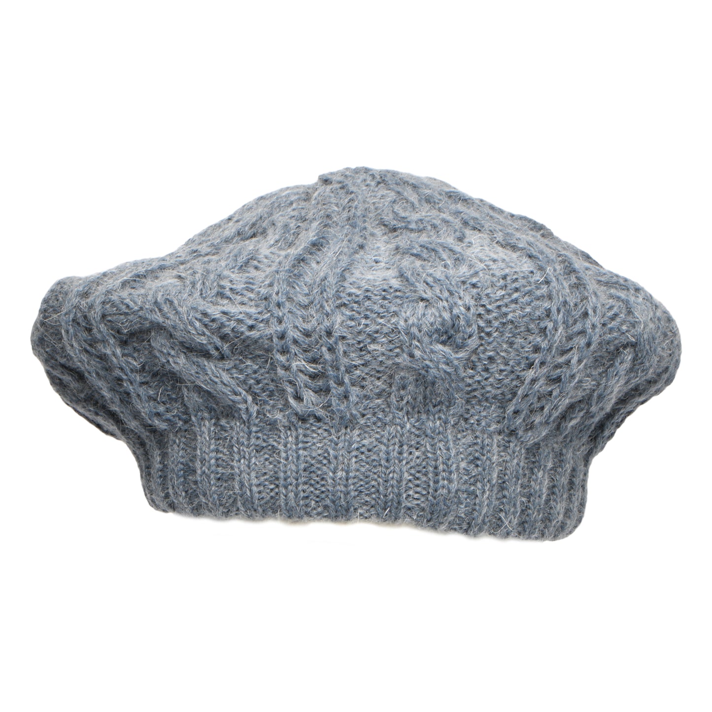 Whiteley Hats Cable Knit Beret - Smoke Blue