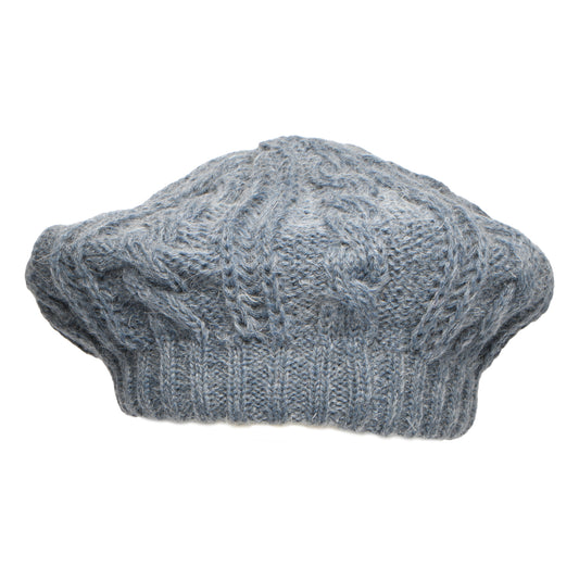 Whiteley Hats Cable Knit Beret - Smoke Blue