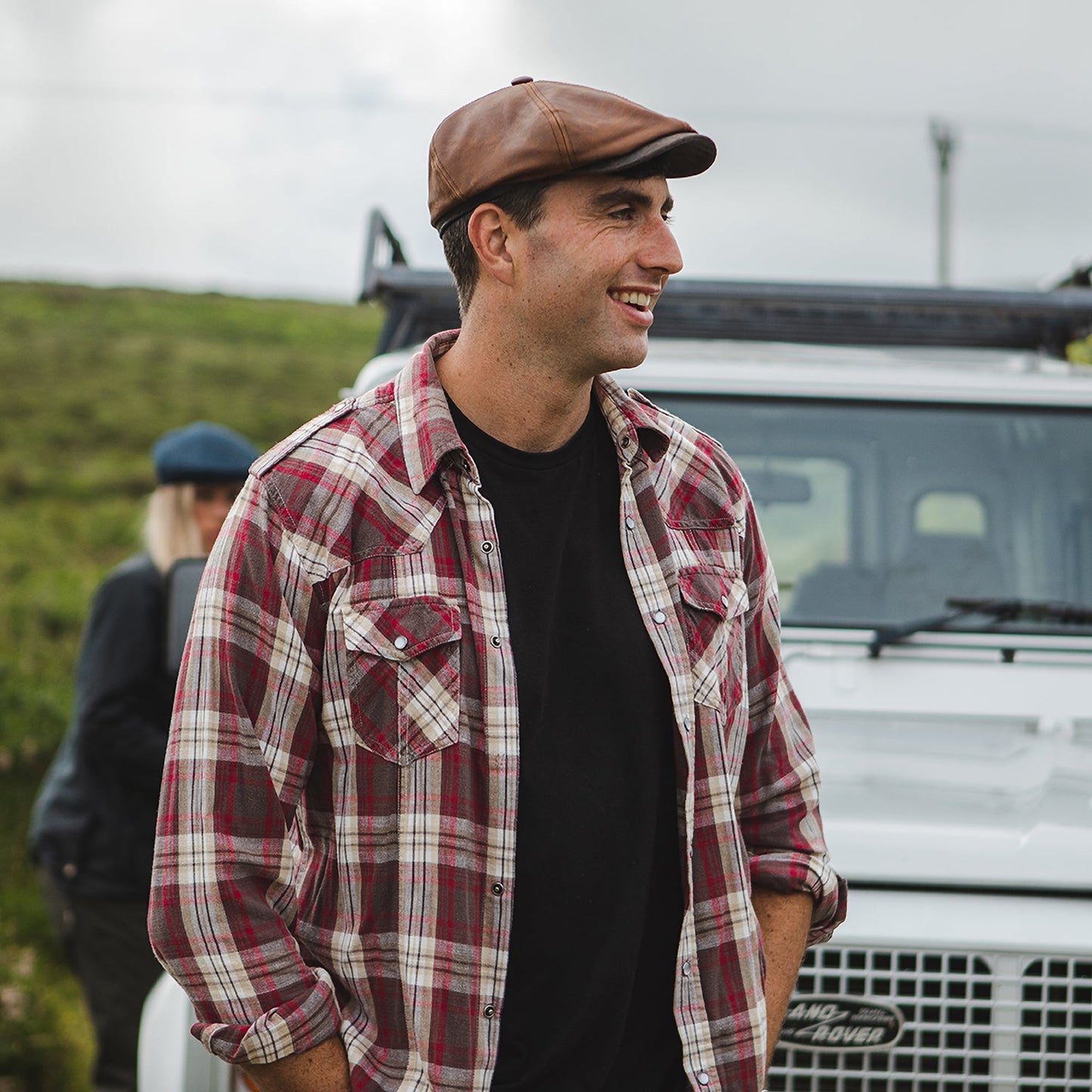 Jaxon & James Fulton Leather Flat Cap - Brown