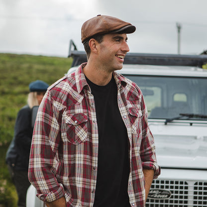 Jaxon & James Fulton Leather Flat Cap - Brown