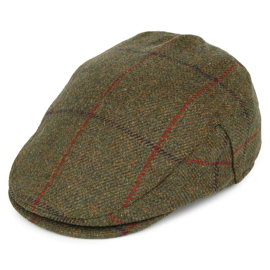Failsworth Hats Windowpane Waterproof Flat Cap - Olive