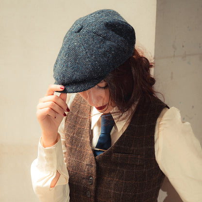 Jaxon & James Donegal Tweed Marl Glenborin Newsboy Cap - Blue-Black