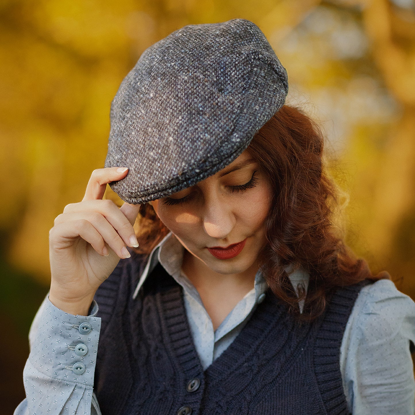 Jaxon & James Donegal Tweed Marl Foyle Flat Cap - Blue-Black