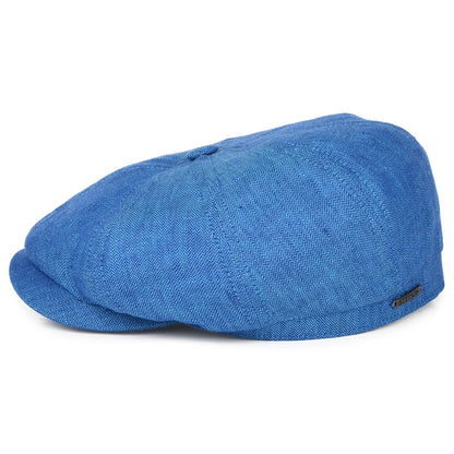 Stetson Hats Hatteras Herringbone Linen Newsboy Cap - Blue