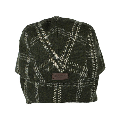 Barbour Hats Cheviot Windowpane Flat Cap With Earflaps - Olive-Ecru