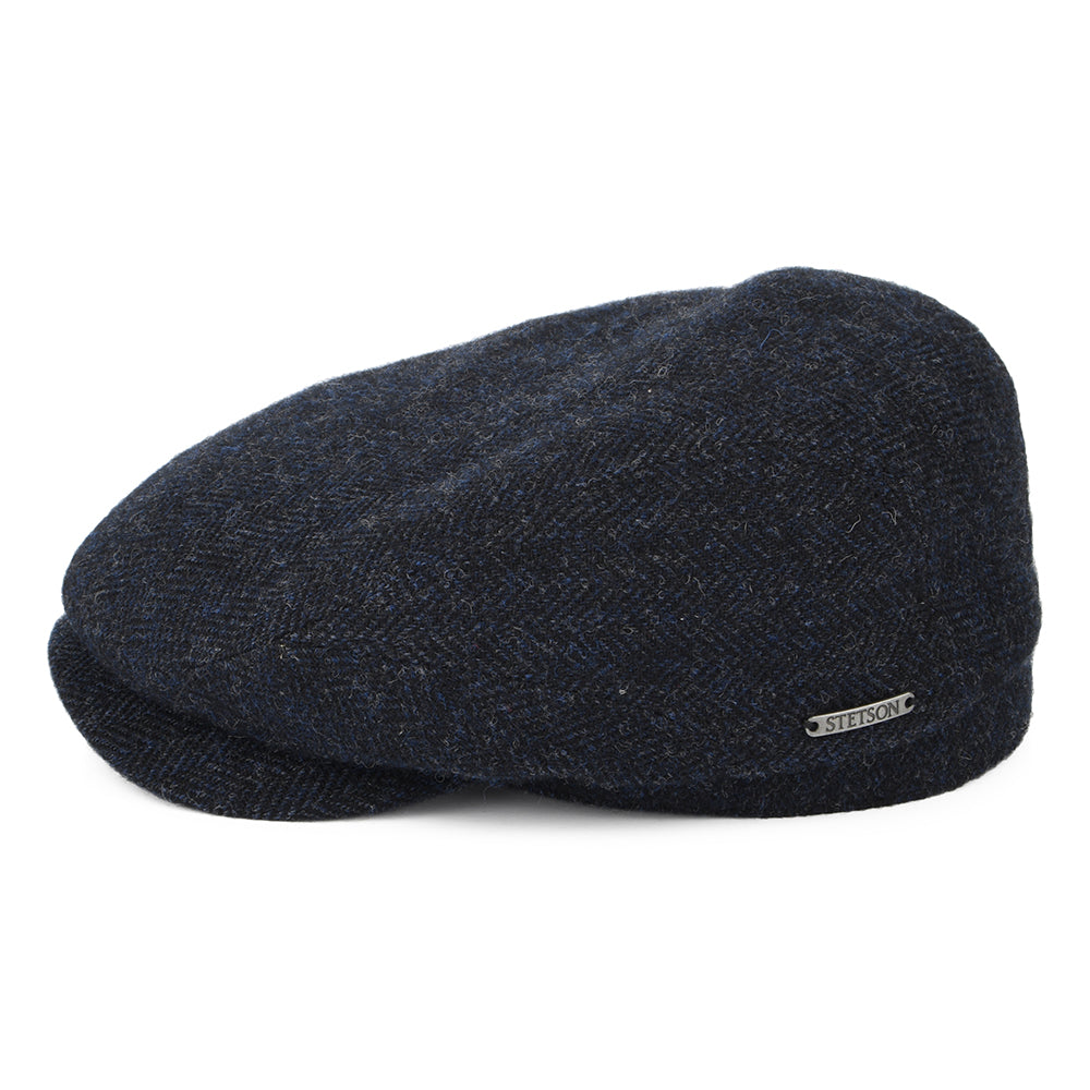 Stetson Hats Herringbone Wool Flat Cap - Navy Blue