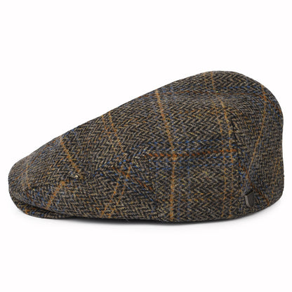 Brixton Hats Hooligan Windowpane Herringbone Flat Cap - Washed Black-Brown