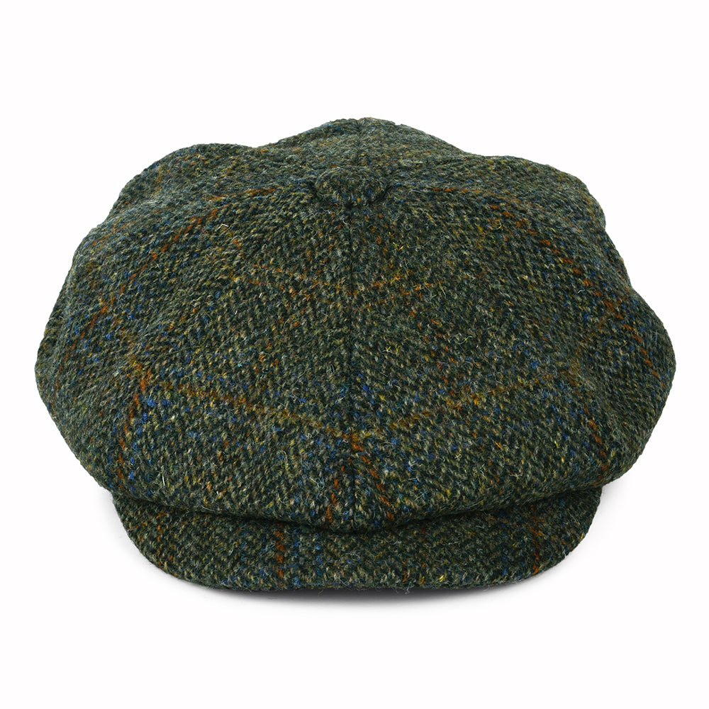 Failsworth Hats HARRIS TWEED Herringbone Carloway Newsboy Cap - Olive-Blue-Rust