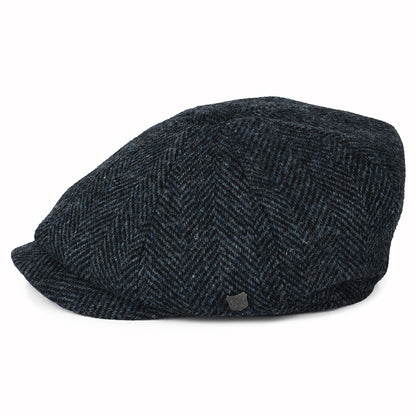 Failsworth Hats Harris Tweed Herringbone Carloway Newsboy Cap - Blue-Black
