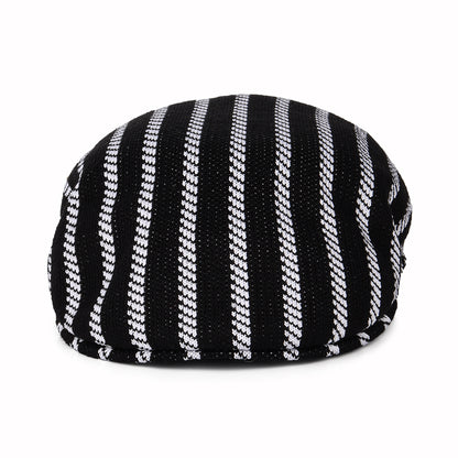 Kangol Twist Stripe 504 Flat Cap - Black-White
