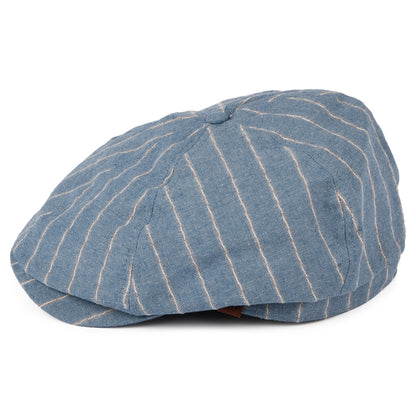 Barts Hats Jamaica Striped Linen-Cotton Newsboy Cap - Light Blue