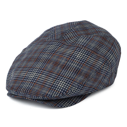 Bailey Hats Duch Plaid Linen Flat Cap - Blue-Rust