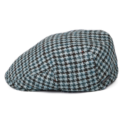 Stetson Hats Kent Houndstooth Silk-Virgin Wool Flat Cap - Blue