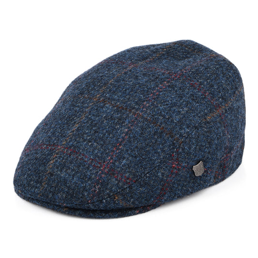 Failsworth Hats HARRIS TWEED Windowpane Stornoway Flat Cap - Denim-Multi