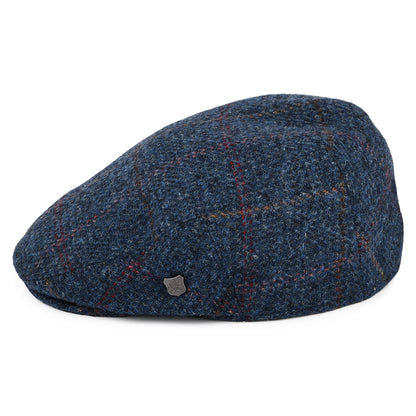 Failsworth Hats HARRIS TWEED Windowpane Stornoway Flat Cap - Denim-Multi