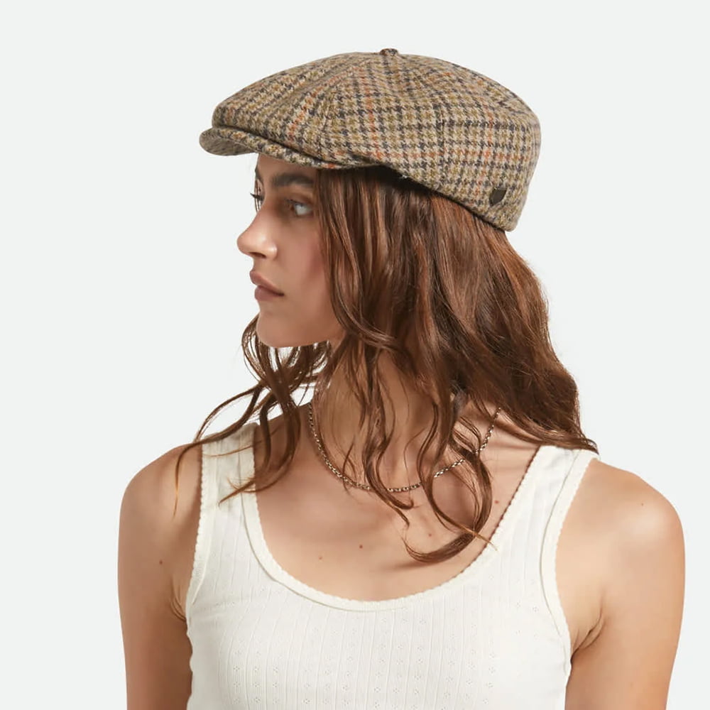 Brixton Hats Brood Houndstooth Newsboy Cap - Oatmeal-Charcoal
