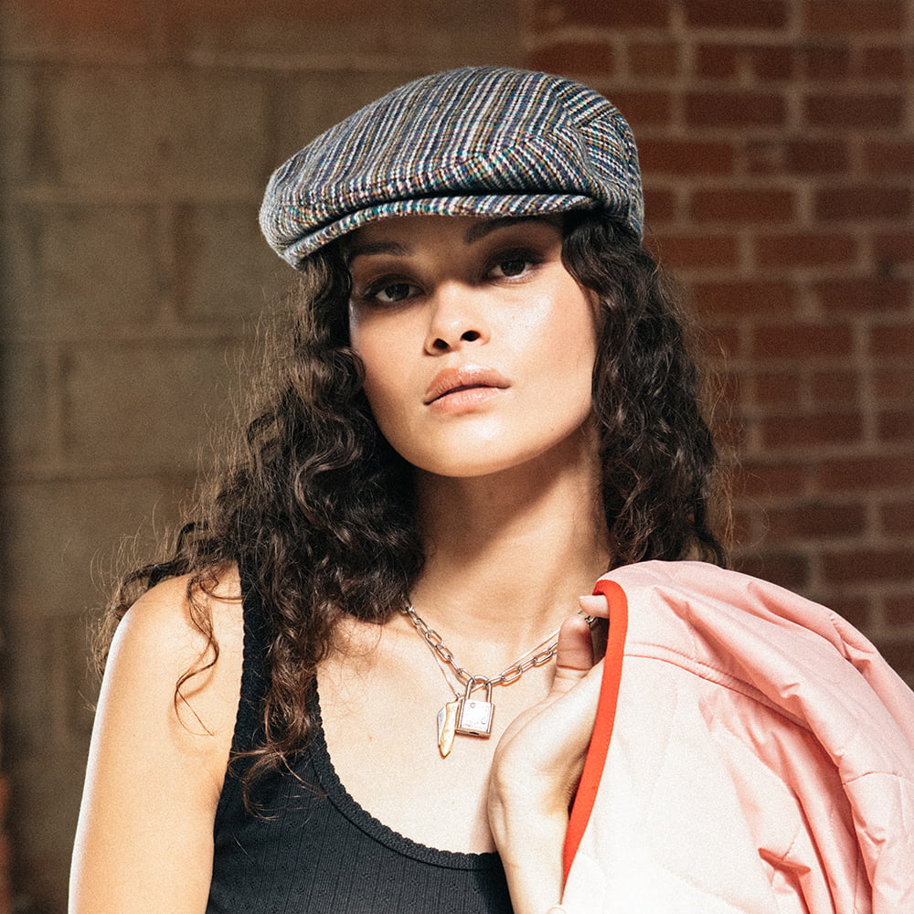 Brixton Hats Hooligan Micro Houndstooth Flat Cap - Multi-Coloured