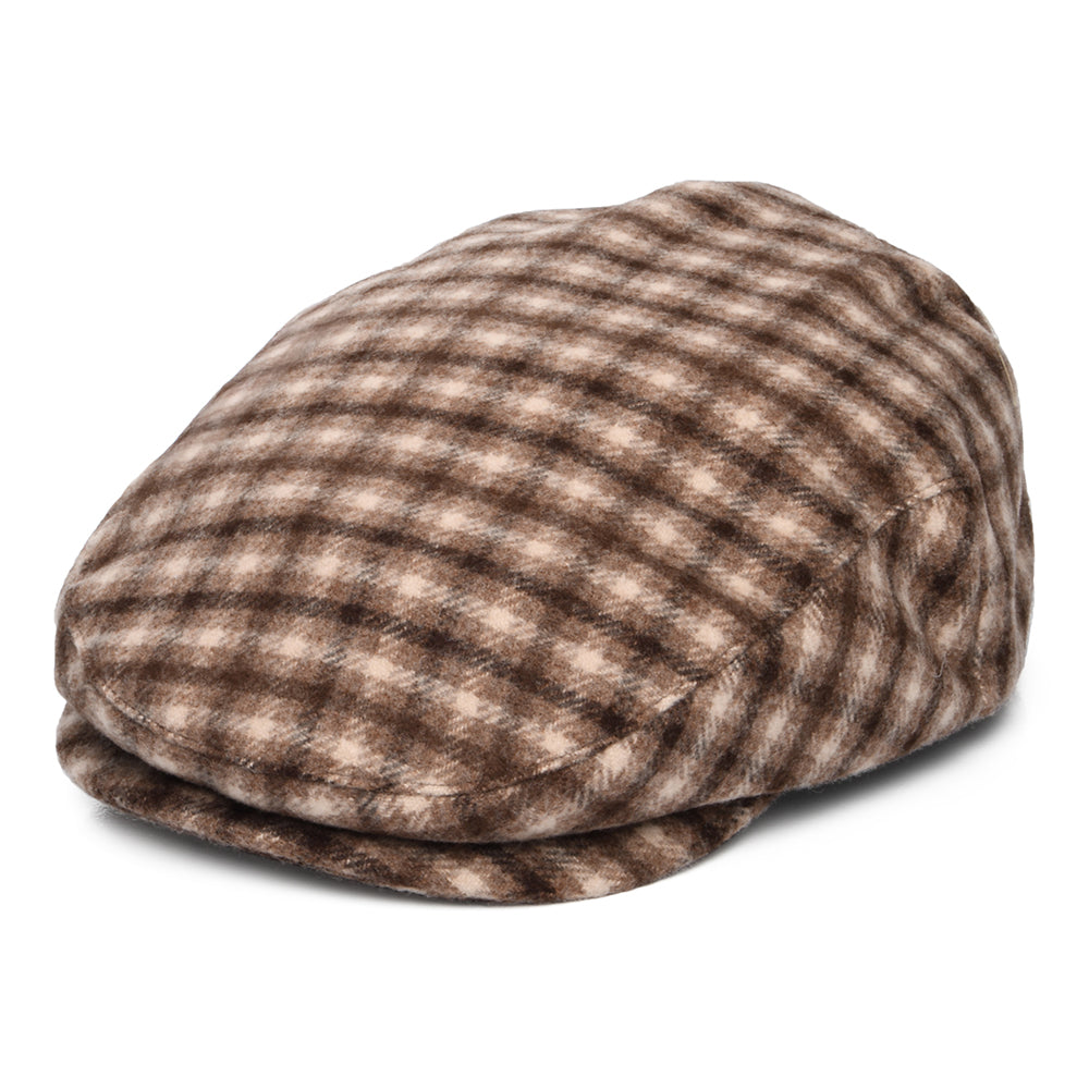 Brixton Hats Hooligan Plaid Flat Cap - Sand-Brown