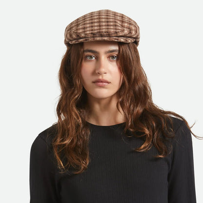 Brixton Hats Hooligan Plaid Flat Cap - Sand-Brown