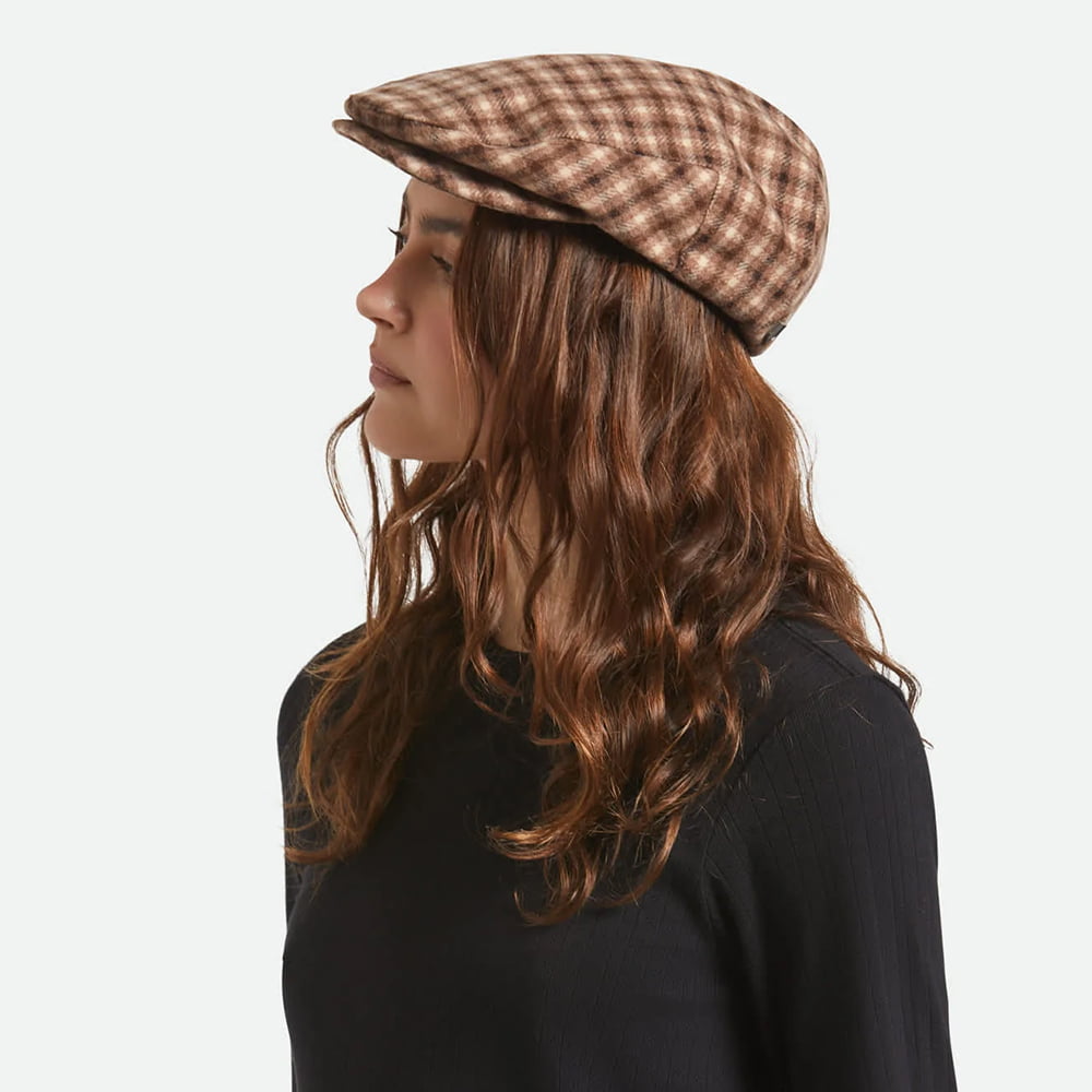 Brixton Hats Hooligan Plaid Flat Cap - Sand-Brown