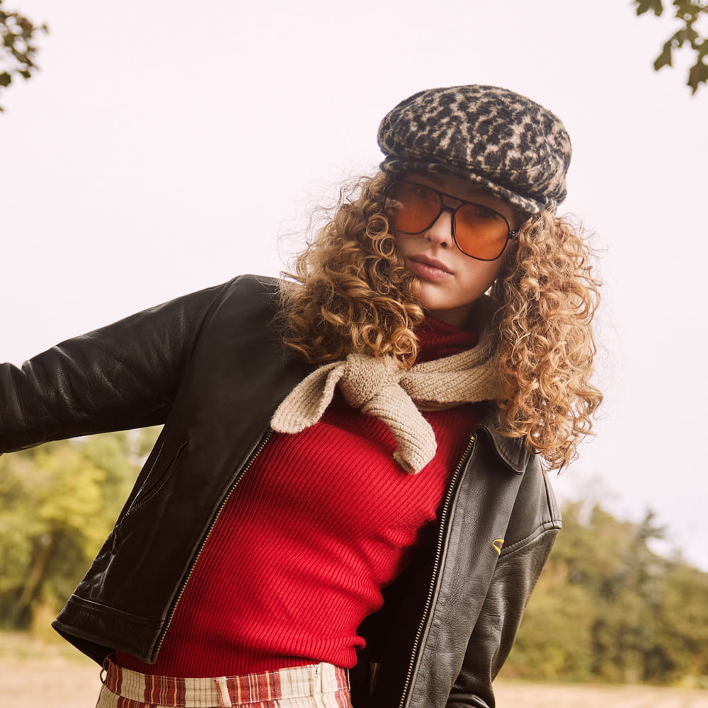 Barts Hats Systa Leopard Wool Blend Flat Cap - Brown