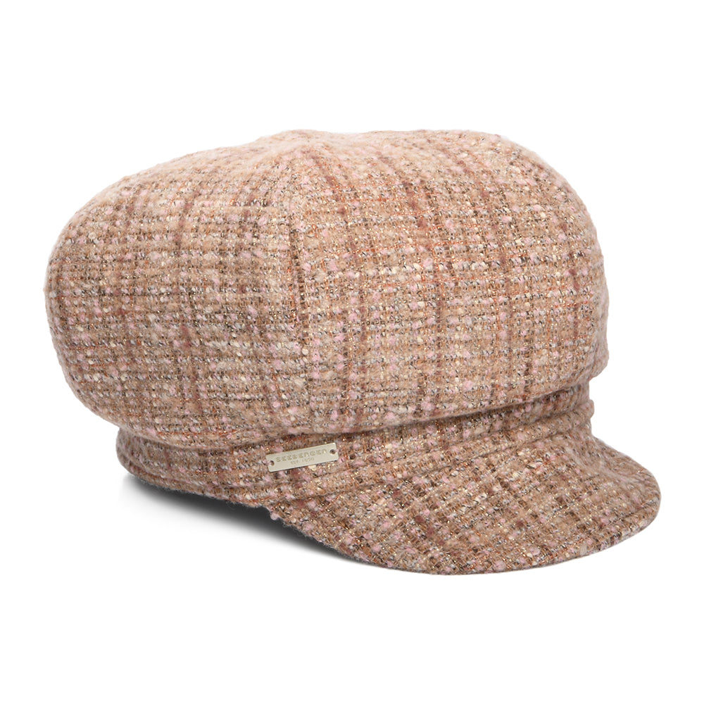 Seeberger Hats Tweed Baker Boy Cap - Camel-Pink