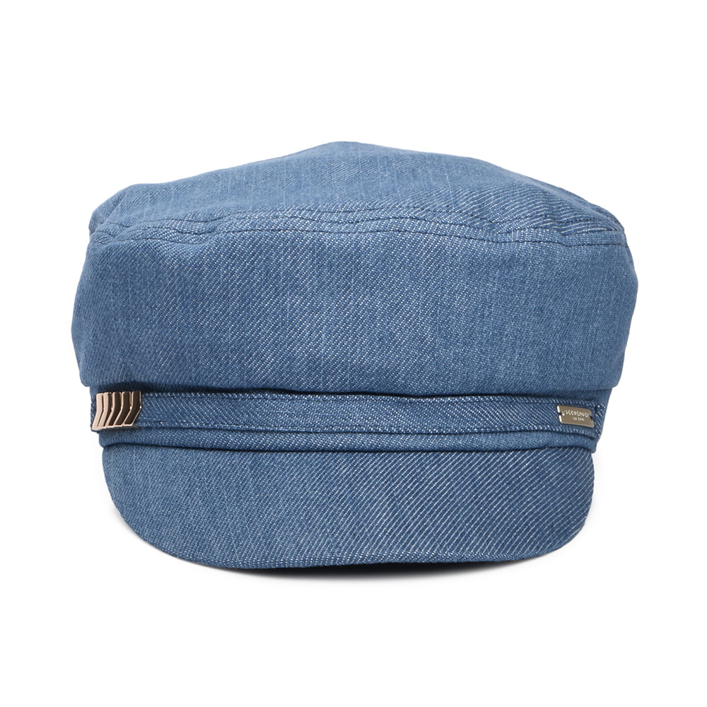 Seeberger Hats Denim Baker Boy Cap - Blue