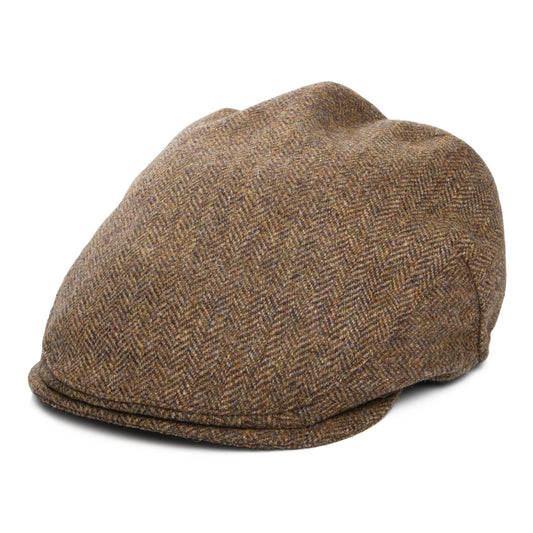 Christys Hats Balmoral Country Tweed Herringbone Flat Cap - Stone