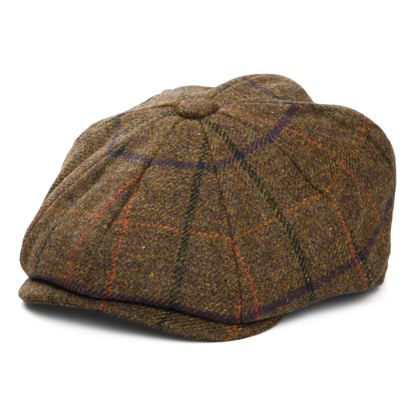 Christys Hats Country Tweed Windowpane Newsboy Cap - Brown