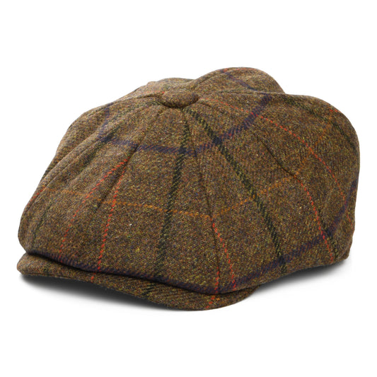 Christys Hats Country Tweed Windowpane Newsboy Cap - Brown