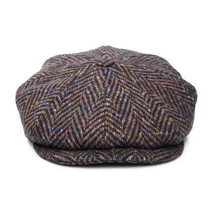 City Sport Donegal Tweed Herringbone Newsboy Cap - Blue-Taupe