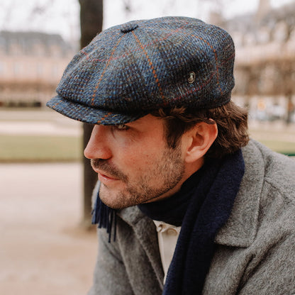 City Sport HARRIS TWEED Le Curieux Newsboy Cap - Navy-Rust
