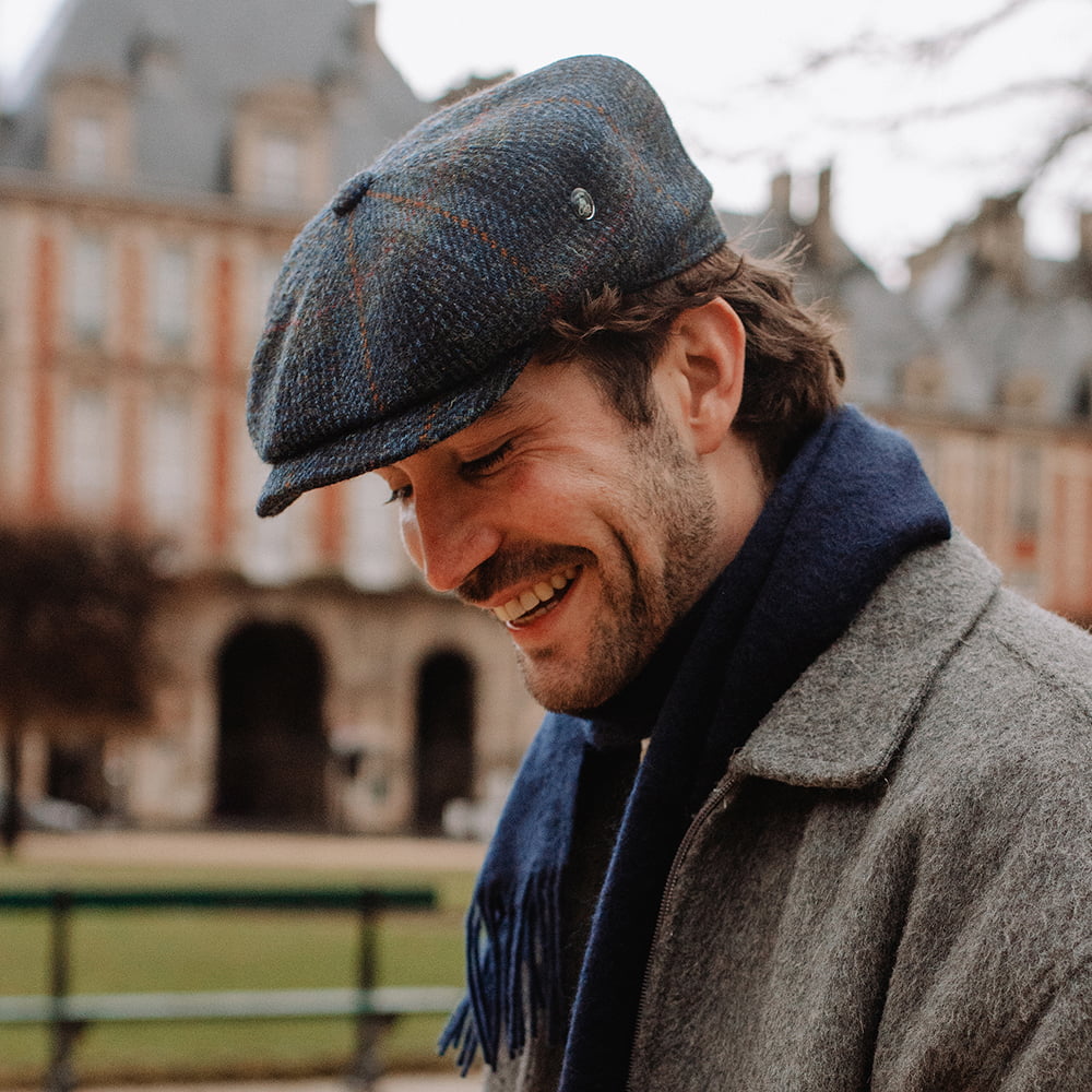 City Sport HARRIS TWEED Le Curieux Newsboy Cap - Navy-Rust