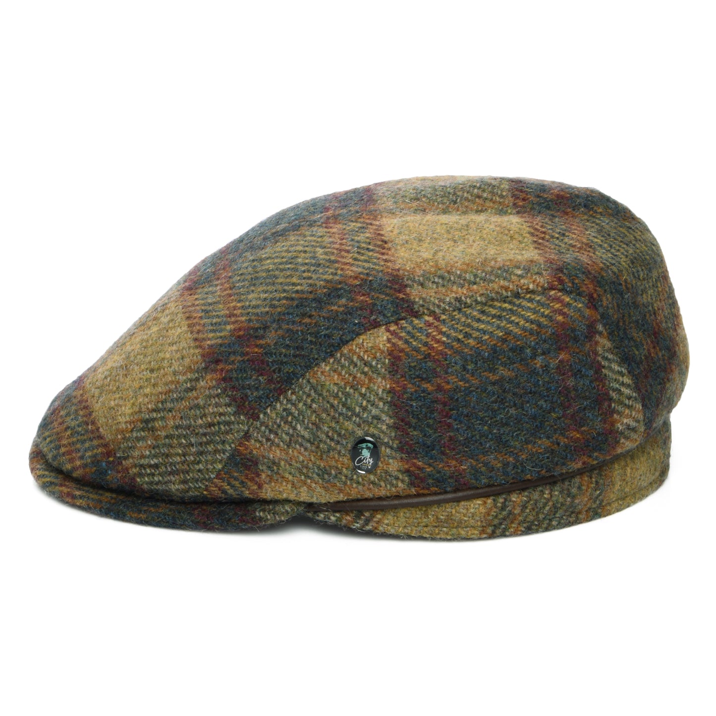 City Sport British Virgin Wool Le Charmeur Flat Cap - Light Olive-Multi