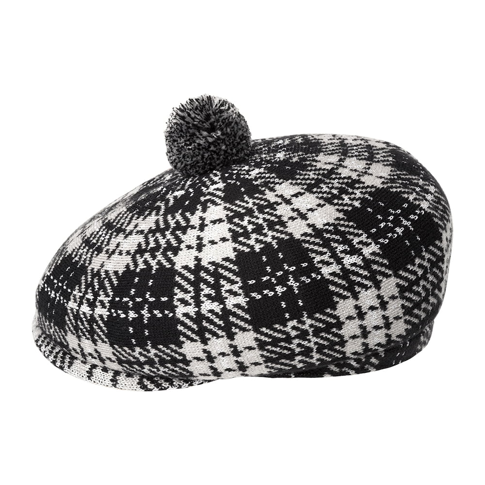 Kangol New Heritage Flat Cap with Pom - Black-Grey