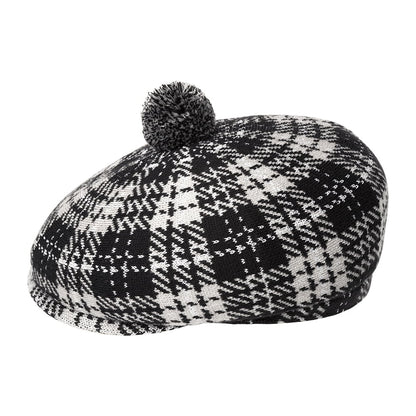Kangol New Heritage Flat Cap with Pom - Black-Grey