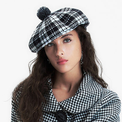 Kangol New Heritage Flat Cap with Pom - Black-Grey
