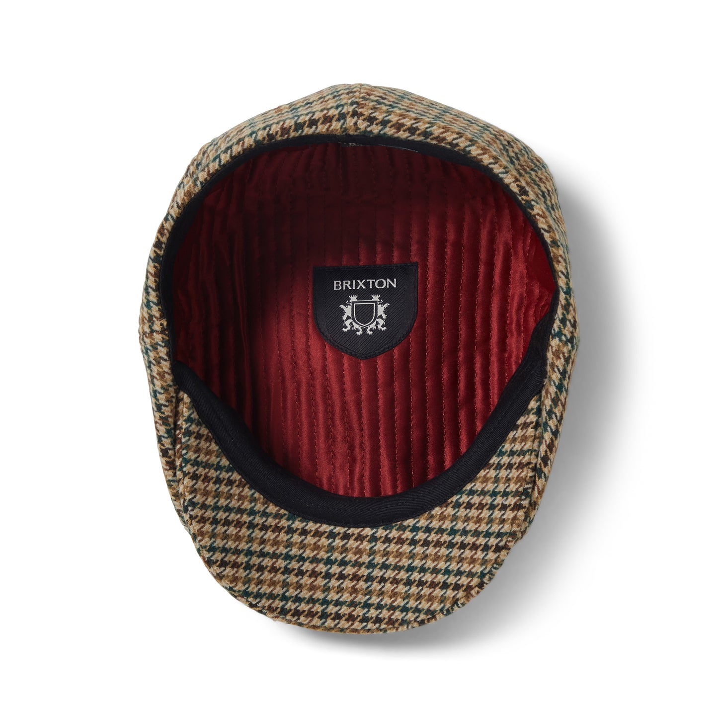Brixton Hats Brood Houndstooth Newsboy Cap - Khaki-Ochre-Green