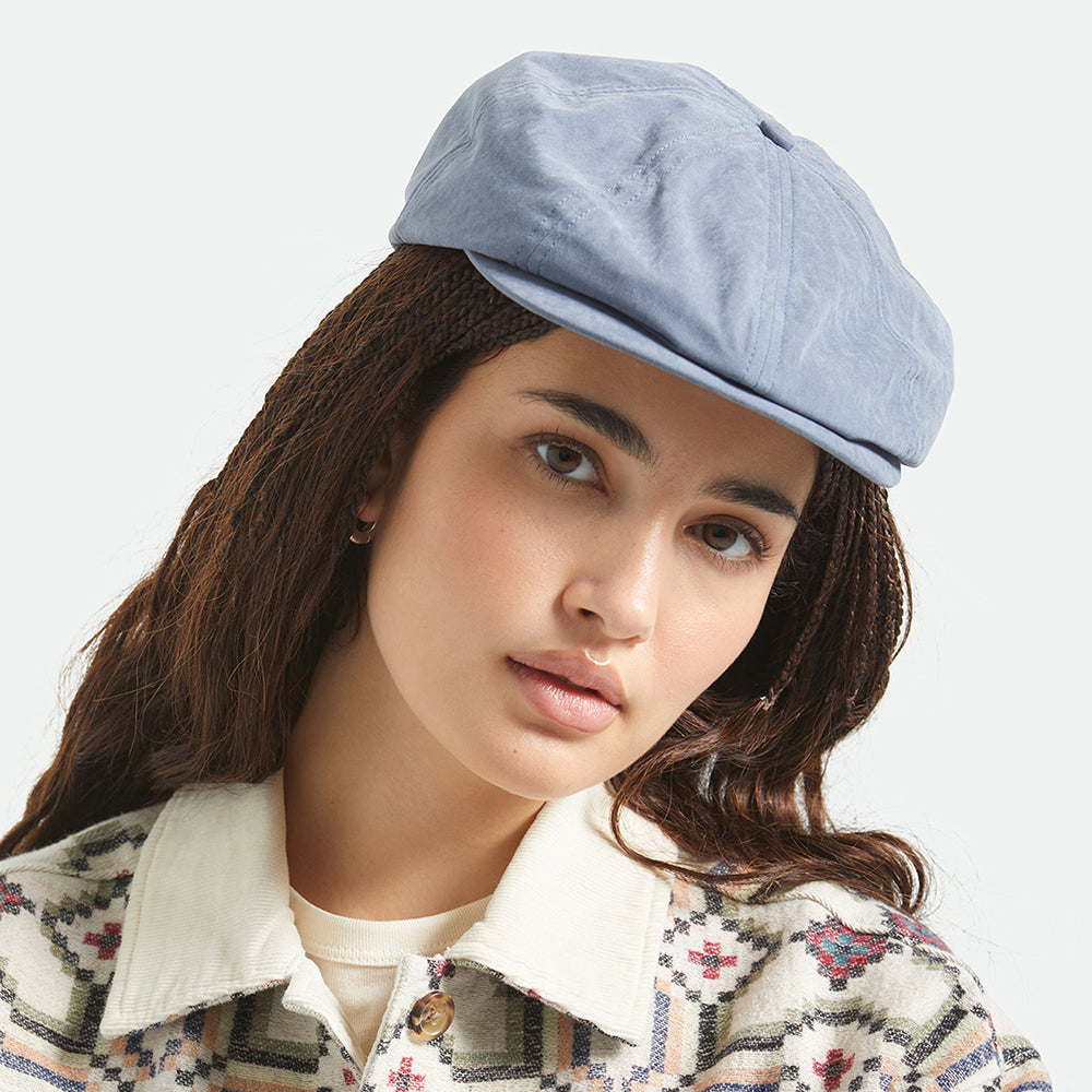 Brixton Hats Brood Brushed Satin Newsboy Cap - Slate Blue