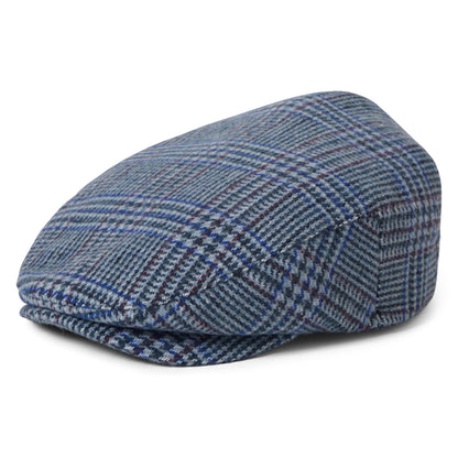 Brixton Hats Hooligan Prince Of Wales Check Lightweight Flat Cap - Ice Blue-Royal Blue