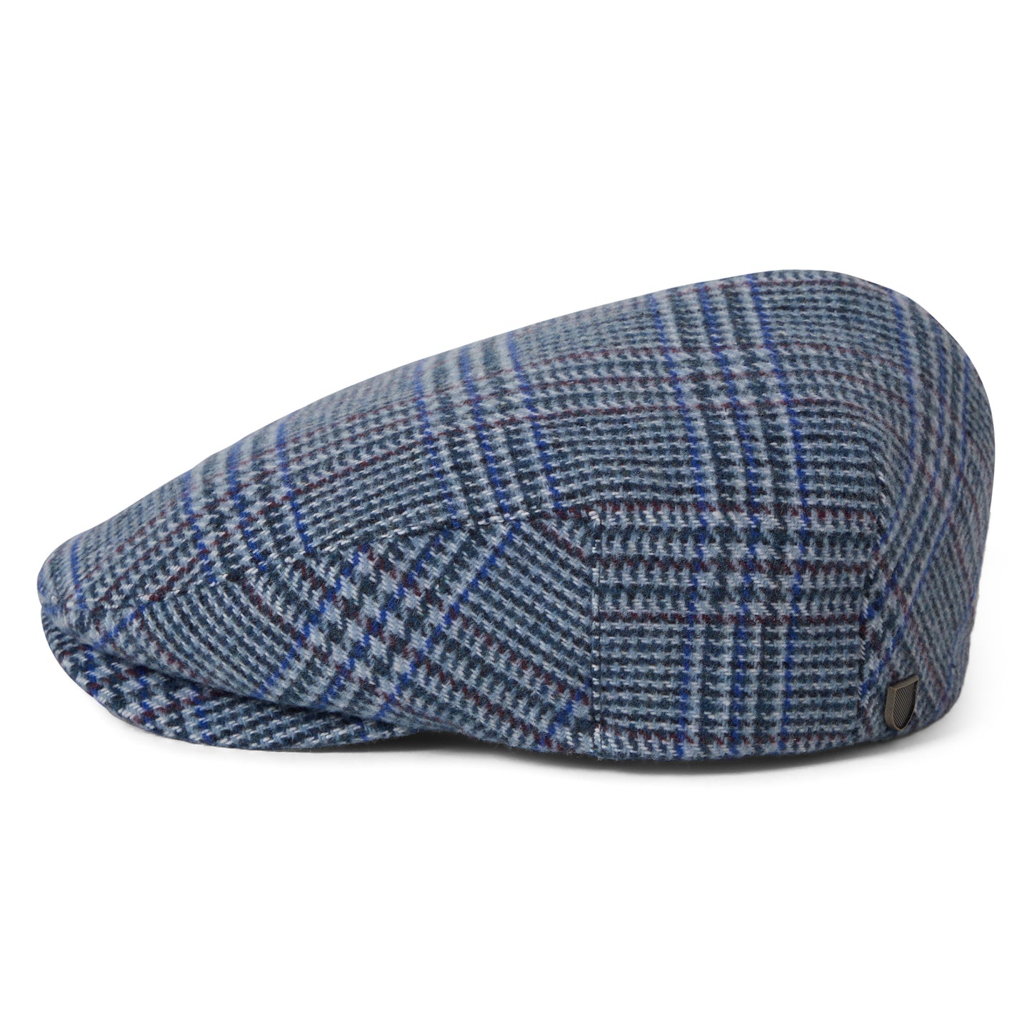 Brixton Hats Hooligan Prince Of Wales Check Lightweight Flat Cap - Ice Blue-Royal Blue