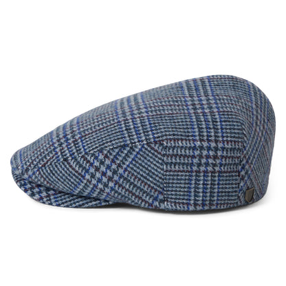 Brixton Hats Hooligan Prince Of Wales Check Lightweight Flat Cap - Ice Blue-Royal Blue