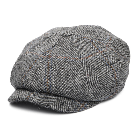 Failsworth Hats HARRIS TWEED Herringbone Carloway Newsboy Cap - Grey-Black